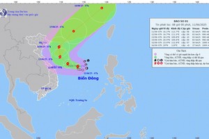 图为“Wutip”（蝴蝶）台风移动方向。（图：国家气象水文预报中心）