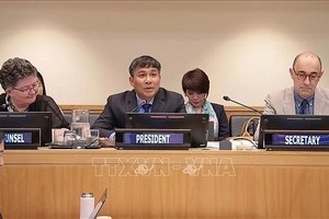 越南外交部常务副部长、越南代表团团长阮明宇获得全体缔约国一致推举，担任本届大会主席。（图：越通社）