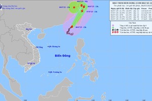 2号台风的移动方向。（图：国家气象水文预报中心）