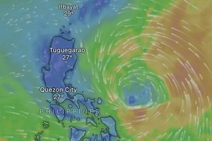 根据WINDY于7月17日上午8时发布的预报模型，热带低压正向菲律宾中部靠近。