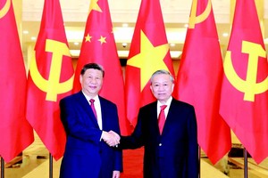 越南党中央总书记苏林与中共中央总书记、国家主席习近平。