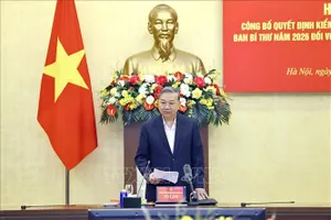 Công bố quyết định kiểm tra, giám sát của Bộ Chính trị, Ban Bí thư năm 2026 đối với Ban Thường vụ Đảng ủy Quốc hội