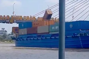 Xử lý thuyền trưởng điều khiển sà lan vướng đứt dây điện, rơi container xuống kênh Chợ Gạo