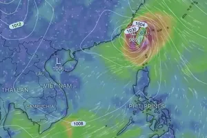 东海天气正受到登陆中国台湾的台风“波杜尔””影响。(GFS模式)
