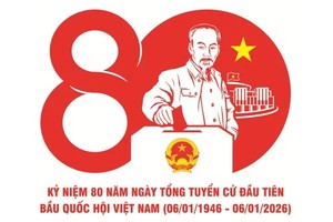 越南国会首次普选80周年纪念正式标志。