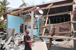 泰国乌汶叻差他尼府一处住宅在与柬埔寨的冲突中被炮弹击中。