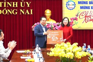 胡志明市领导代表团探望并向同奈省致以新春祝福与赠送礼物。