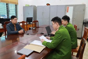 赵文内在公安机关。图片来源：老街省公安