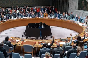 联合国安理会投票现场全景。