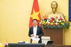 越南国会副主席、国会发展科技、创新和数字化转型指委会主任阮鸿延发表讲话。