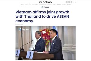 《民族报》报道：“越南肯定与泰国致力于促进东盟经济的增长合作 ”。（屏幕截图）