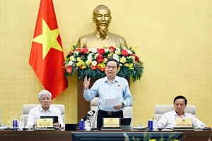 越南国会主席陈青敏主持召开国会领导与国会各机构、国会办公厅之间的工作例会。图自越通社