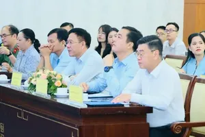 胡志明市人民议会副主席阮文勇与各位代表出席会议。图：欣嘉
