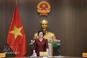 党中央书记处书记、政府副总理、国家老年人委员会主席范氏清茶主持会议。图自越通社