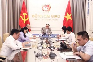 越南外交部长黎怀忠与加拿大外交部长阿妮塔·阿南德通电话。 图自越南外交部