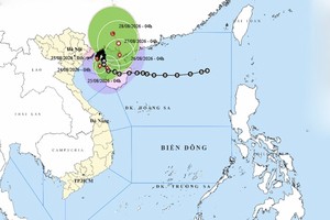 4号台风的位置与路径。图：thoitietvietnam.gov.vn