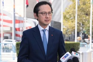 越南常驻联合国代表团团长杜雄越大使接受越通社记者采访 。图自越通社