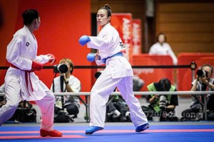 越南选手妙璃戏剧性获胜 摘得空手道铜牌。图自24h.com.vn