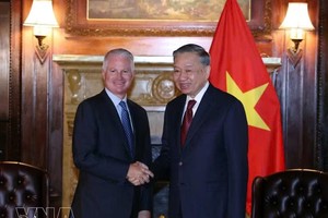苏林总书记、国家主席会见美国华平投资集团全球首席执行官纪杰。图自越通社