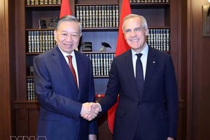 越南党中央总书记、国家主席苏林与加拿大总理马克·卡尼。图自越通社