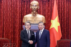 党中央总书记、国家主席苏林会见日本国际协力银行董事长前田匡史。图自越通社