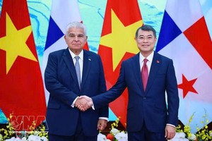 越南政府总理黎明兴会见巴拿马总统穆利诺。图自越通社