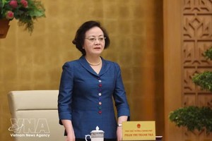越南政府副总理范氏清茶发表讲话。图自越通社