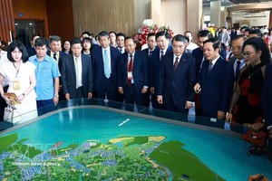 与会代表参观规划沙盘。图自越通社