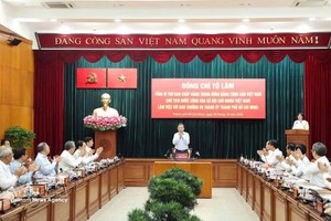 工作会谈现场。图自越通社