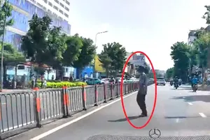 不按规定过马路及跨越分隔栏的行为最高可被处罚款25万元。图:胡志明市公安厅