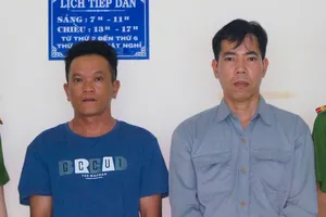 Hai đối tượng Nghiệp và Lúa tại cơ quan công an