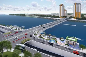 Phối cảnh cụm nút giao thông Lê Thanh Nghị - Cách Mạng Tháng Tám - Thăng Long - đường dẫn lên cầu Hòa Xuân. Ảnh: NGUYÊN KHÔI