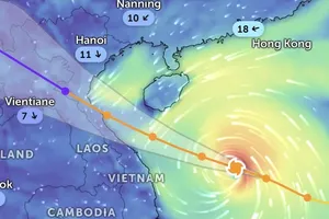 美国联合台风警报中心9月27日中午12时30分预测了10号台风登陆的区域。