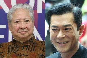 洪金宝（左）和古天乐。