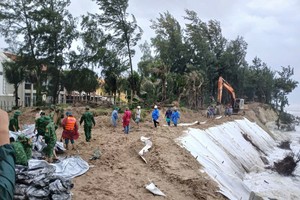 岸边坍塌区域已向内陆侵入约28米。