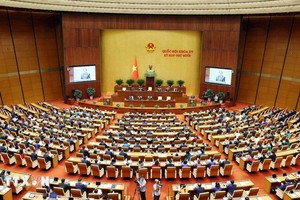 越南第十五届国会第十次会议议现场。