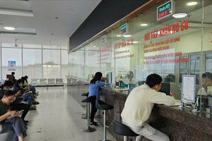 民众与企业在胡志明市内务厅“一站式”部门递交卷宗。