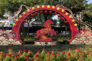 潘廷逢体育馆临时公园春意盎然