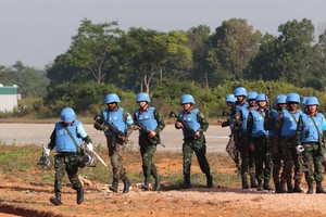 越南维和部队参加维和实地演习。图：越通社
