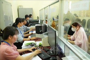 胡志明市泰美乡干部、公务员为群众办理行政手续。图：越通社