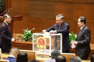 党中央总书记苏林投票。图：杨江