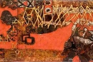 威尼斯国际艺术双年展上越南展区介绍的绘画作品。图：《人民公安网》