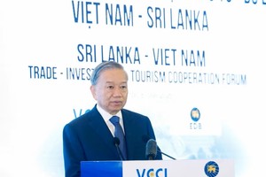 越南共产党中央总书记、国家主席苏林出席越南—斯里兰卡合作论坛。图：越通社
