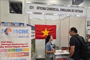 国际企业在越南展位参观了解。图：越通社