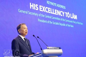 越南共产党中央总书记、国家主席苏林在第21届香格里拉对话会上发表的主旨演讲。图：越通社