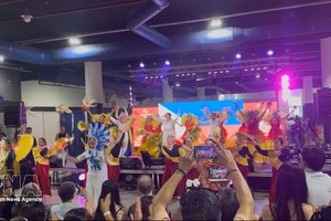 越南文化推广活动受到众多参观者的关注。图：越通社