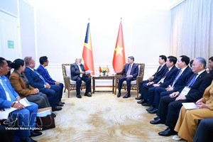 2026年5月7日下午，在菲律宾宿务出席第48届东盟峰会期间，越南政府总理黎明兴会见东帝汶总理凯·拉拉·夏纳纳·古斯芒。图：越通社