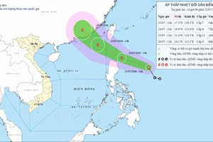 热带低压改变方向，强度增强。图：nchmf.gov.vn