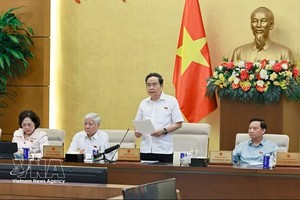 国会主席陈青敏在会议上发表讲话。图：越通社