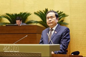 越南国会主席陈青敏在闭幕式上发表讲话。图：越通社
